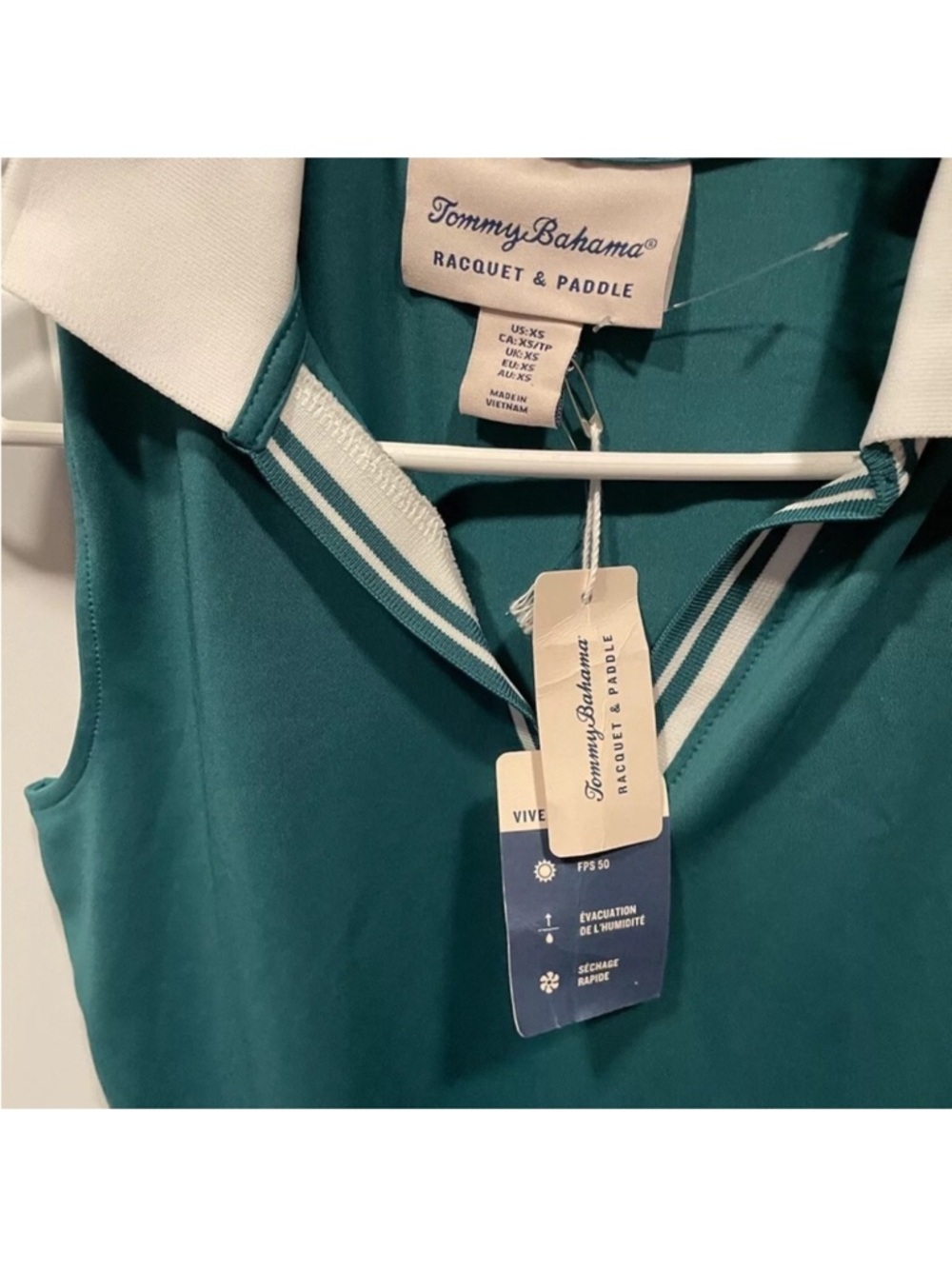 Women XS Tommy BAHAMA Raquet &Paddle Sport Sleeveless Tennis Polo Teal NWT